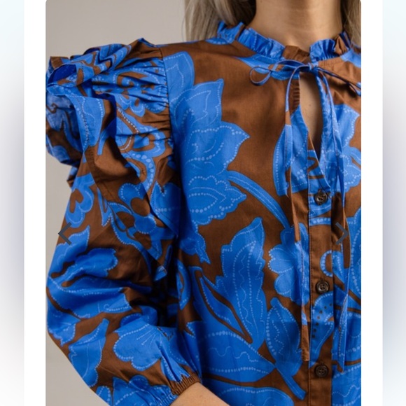 Sugarlips Blue and Brown Floral Dress - Picture 13 of 16